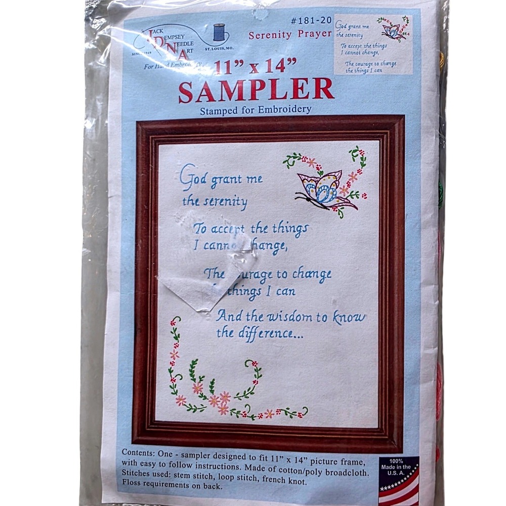 Jack Dempsey Needle Art Serenity Prayer Stamped Embroidery Sampler Kit 181-20